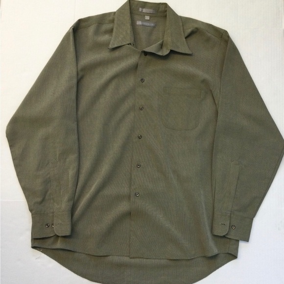 Geoffrey Beene Other - Geoffrey Beene Button Down Shirt Mens Large 17 34/35 Long Sleeve Sage Green